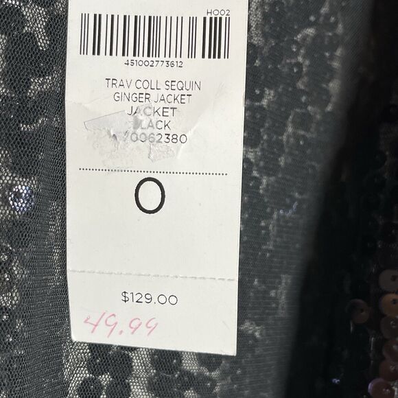 Chicos Travelers Collection Sequin Ginger Jacket Black Womens Small 0 - Picture 5 of 7